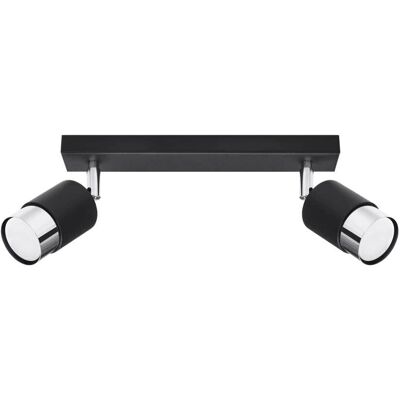 Sollux Lighting NERO Twin Ceiling Spotlight - Black/Chrome - 2 GU10 Sollux Lighting NERO Twin Ceiling Spotlight - Black/Chrome - 2 GU10