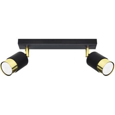 Sollux Lighting NERO Doble Lámpara de Techo - Negro/Dorado - 2 GU10 Sollux Lighting NERO Doble Lámpara de Techo - Negro/Dorado - 2 GU10