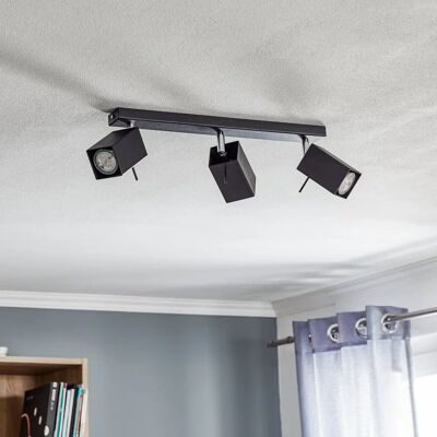 SOLLUX LIGHTING Quadratisches Deckenlicht - 3 Lichter - Schwarz SOLLUX LIGHTING Quadratisches Deckenlicht - 3 Lichter - Schwarz