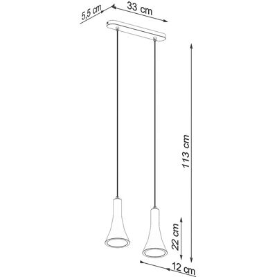Sollux Rea Modern Bar Pendant Ceiling Light Concrete - 2 E14 Sollux Rea Modern Bar Pendant Ceiling Light Concrete - 2 E14