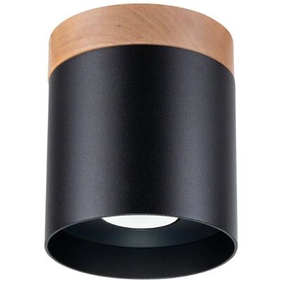 Lustre RIF en bois et aluminium noir - 14x12x12cm - Publicité Lustre RIF en bois et aluminium noir - 14x12x12cm - Publicité