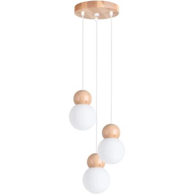 Sollux Lighting Pekka Cluster Pendant Light White/Natural Wood - Pendant Light Sollux Lighting Pekka Cluster Pendant Light White/Natural Wood - Pendant Light