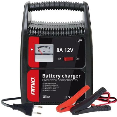 AMiO SBC-8A 02086 Batterilader - 12V, 8A, Bærbar AMiO SBC-8A 02086 Batterilader - 12V, 8A, Bærbar