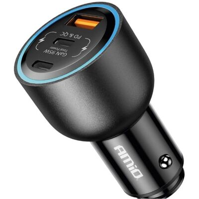 Amio - 04372 - 95W - 2x USB-C USB-A - Bil-laddare Amio - 04372 - 95W - 2x USB-C USB-A - Bil-laddare