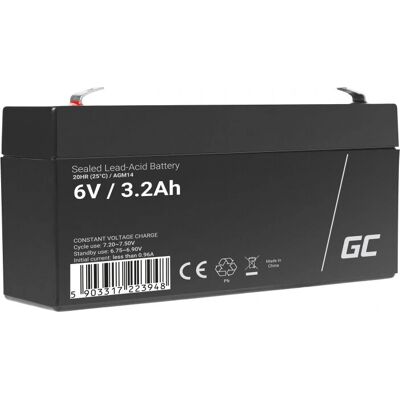 Batterie UPS Green Cell AGM14 - 6V 3.2Ah, Plomb Acide Scellée Batterie UPS Green Cell AGM14 - 6V 3.2Ah, Plomb Acide Scellée