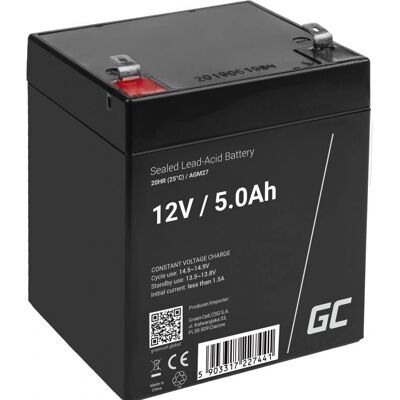 Batterie Green Cell AGM27 - 12V 5Ah Lead Acide Étanche Batterie Green Cell AGM27 - 12V 5Ah Lead Acide Étanche