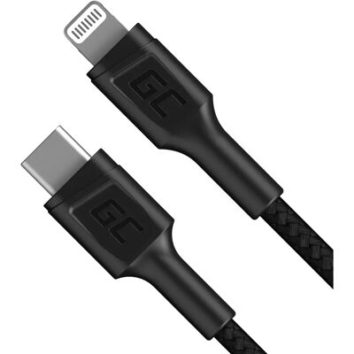 Green Cell Green Cavo cellulareGC Power Stream USB-C - Lightning - 1 m - Kabel Lightning - Zwart Green Cell Green Cavo cellulareGC Power Stream USB-C - Lightning - 1 m - Kabel Lightning - Zwart