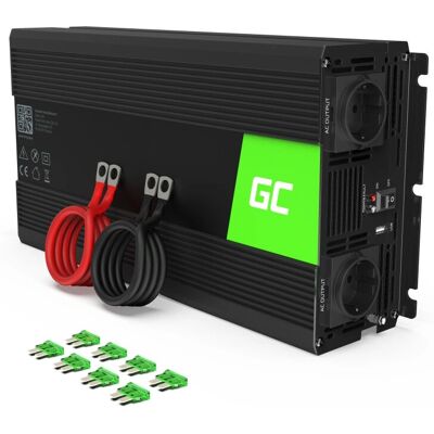 Green Cell INV25 Adaptateur secteur - 1500 W - Noir - Inverseur de puissance Green Cell INV25 Adaptateur secteur - 1500 W - Noir - Inverseur de puissance