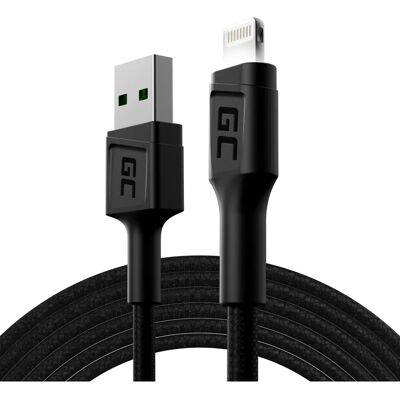 Green Cell KABGC12 Lightning Kabel - 2m Zwart Green Cell KABGC12 Lightning Kabel - 2m Zwart