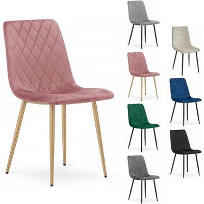 Viking Choice Model TURIN Fluwelen Eetkamerstoel - Roze - 44,5x53x88,5cm Viking Choice Model TURIN Fluwelen Eetkamerstoel - Roze - 44,5x53x88,5cm