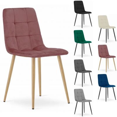 Velvet eettafelsstoel KARA van Viking Choice - Roze, houtlook, 44,5x50,5x87cm Velvet eettafelsstoel KARA van Viking Choice - Roze, houtlook, 44,5x50,5x87cm