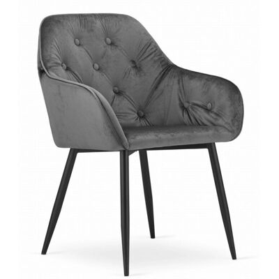 Viking Choice FORIO Fluwelen Eetkamerstoel - Met Armleuning - Grijs Viking Choice FORIO Fluwelen Eetkamerstoel - Met Armleuning - Grijs