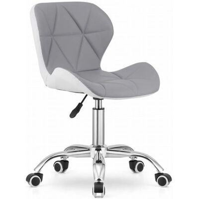Scandishop Silla de oficina en eco-cuero gris-blanco - Silla de oficina Scandishop Silla de oficina en eco-cuero gris-blanco - Silla de oficina