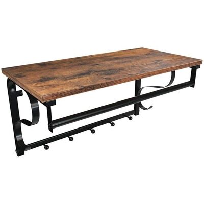 Étagère en bois LOFT avec porte-manteaux - Étagère avec cintre - Publicité Étagère en bois LOFT avec porte-manteaux - Étagère avec cintre - Publicité