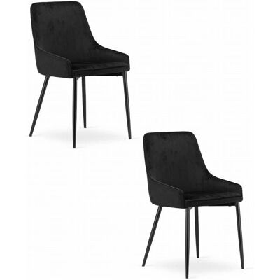 Viking Choice Monza Fluwelen Eetkamerstoel - Set van 2 - Zwart Viking Choice Monza Fluwelen Eetkamerstoel - Set van 2 - Zwart