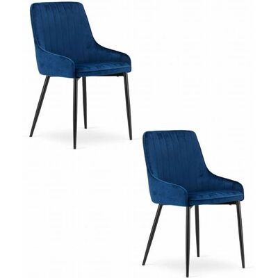 Leobert Monza Fluwelen Eetkamerstoel - Set van 2, Blauw Leobert Monza Fluwelen Eetkamerstoel - Set van 2, Blauw