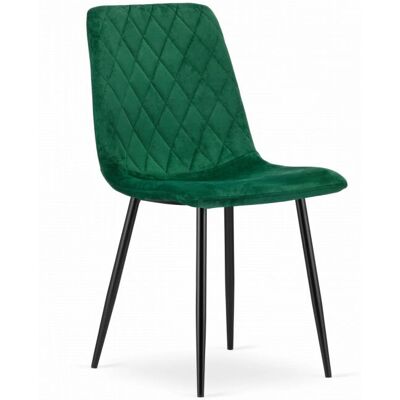 Sedia da pranzo in velluto verde Viking Choice - 2 pezzi - Motivo a diamante Sedia da pranzo in velluto verde Viking Choice - 2 pezzi - Motivo a diamante