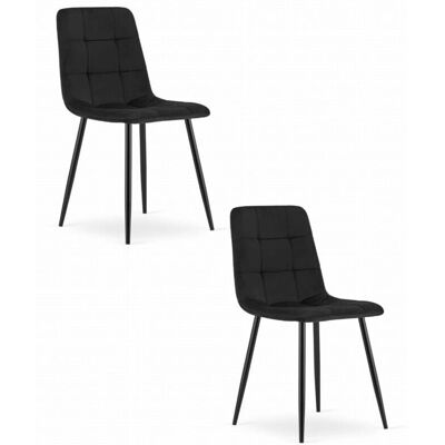 Leobert KARA Silla de comedor de terciopelo - Juego de 2 - Negro Leobert KARA Silla de comedor de terciopelo - Juego de 2 - Negro