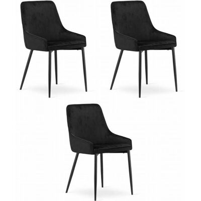 Viking Choice Fluwelen Monza Eetkamerstoel - Set van 3 - Zwart Viking Choice Fluwelen Monza Eetkamerstoel - Set van 3 - Zwart
