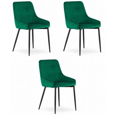 Leobert Monza Fluwelen Eetkamerstoel - Set van 3 - Groen Leobert Monza Fluwelen Eetkamerstoel - Set van 3 - Groen
