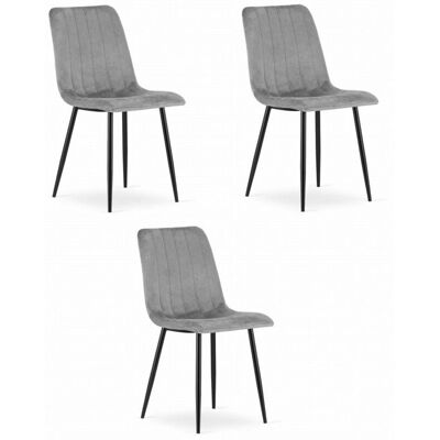 Viking Choice Donkergrijze Fluwelen Eetkamerstoel - 3 Stuks - Eetkamerstoel Viking Choice Donkergrijze Fluwelen Eetkamerstoel - 3 Stuks - Eetkamerstoel