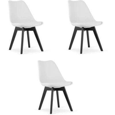 Viking Choice Model - Set van 3 eetkamerstoelen in eco leer - Wit Zwart Viking Choice Model - Set van 3 eetkamerstoelen in eco leer - Wit Zwart