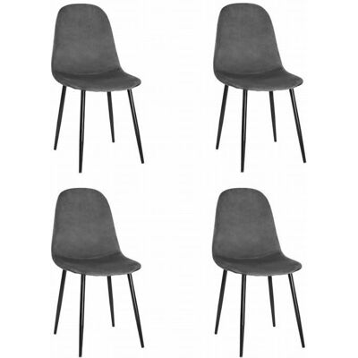 Chaise en Velours Gris Foncé OSKAR COMO - Mobilier - Publicité Chaise en Velours Gris Foncé OSKAR COMO - Mobilier - Publicité