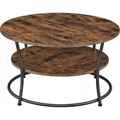 Viking Choice Okrągły Drewniany Stolik Kawowy - Rustykalny Brąz - 80x80x45 cm Viking Choice Okrągły Drewniany Stolik Kawowy - Rustykalny Brąz - 80x80x45 cm