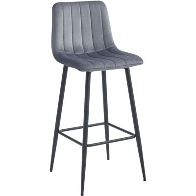 Viking Choice Fluwelen Barkruk - Donkergrijs - 104cm Hoog - Stalen Poten Viking Choice Fluwelen Barkruk - Donkergrijs - 104cm Hoog - Stalen Poten