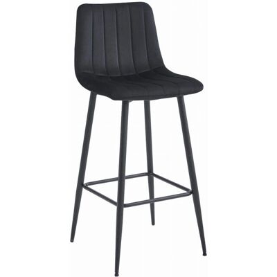 Viking Choice Zwarte Fluwelen Barkruk - 104cm - Stalen Poten Viking Choice Zwarte Fluwelen Barkruk - 104cm - Stalen Poten