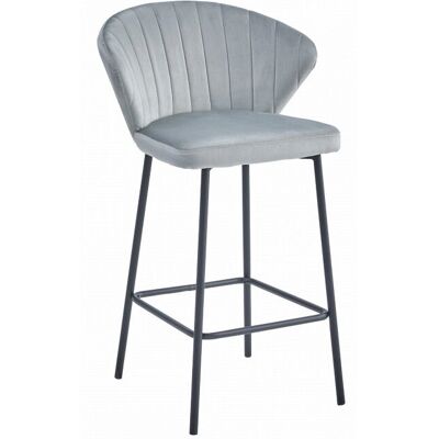 OSKAR GATTA Fluwelen barkrukken - 2 stuks - Zilvergrijs - 66 cm hoog OSKAR GATTA Fluwelen barkrukken - 2 stuks - Zilvergrijs - 66 cm hoog