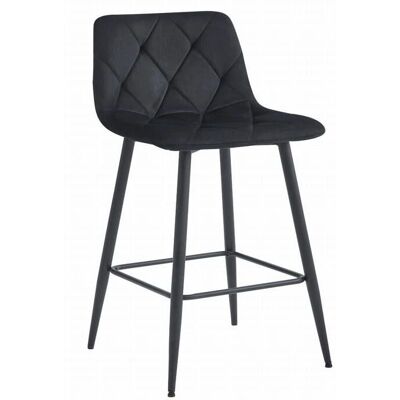 Leobert Zwart Fluwelen Barhocker 104cm - Stalen Poten Leobert Zwart Fluwelen Barhocker 104cm - Stalen Poten