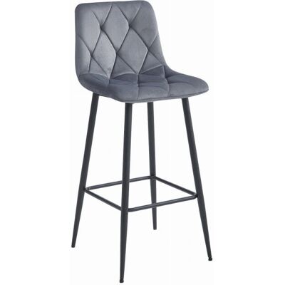 Viking Choice Donkergrijs Fluwelen Barkruk Set van 3 - Rugleuning - 104cm Hoog Viking Choice Donkergrijs Fluwelen Barkruk Set van 3 - Rugleuning - 104cm Hoog