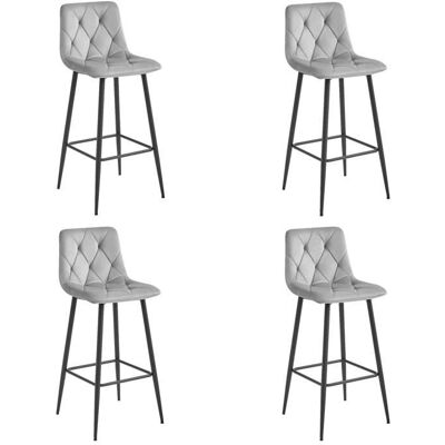 Viking Choice Fluwelen Barkrukken - Set van 4 - Zilvergrijs Viking Choice Fluwelen Barkrukken - Set van 4 - Zilvergrijs