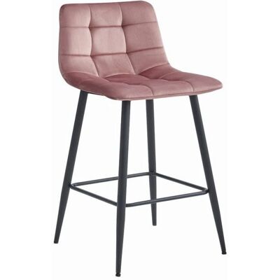 Viking Choice Taburete de terciopelo rosa - patas de acero - 104cm - Bar y Cocina Viking Choice Taburete de terciopelo rosa - patas de acero - 104cm - Bar y Cocina