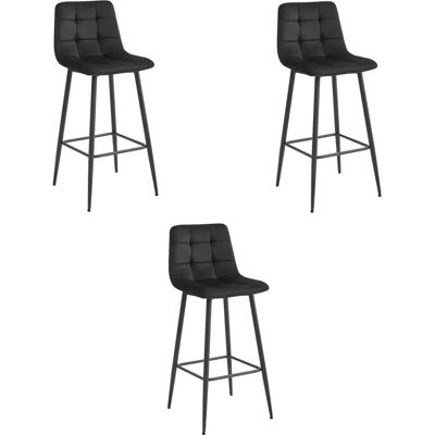 Viking Choice Set di 3 Sgabelli in Velluto Nero - 104cm Viking Choice Set di 3 Sgabelli in Velluto Nero - 104cm