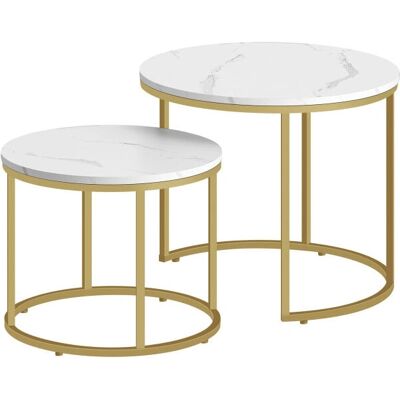 OSKAR - Round 2pc - Marble - Gold - Konferenční stolek OSKAR - Round 2pc - Marble - Gold - Konferenční stolek