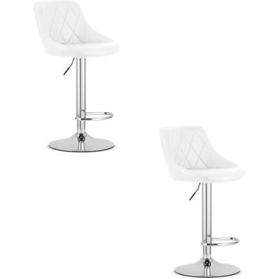 Leobert Taburetes de Barra Ajustables Blancos con Respaldo - 2 Piezas Leobert Taburetes de Barra Ajustables Blancos con Respaldo - 2 Piezas