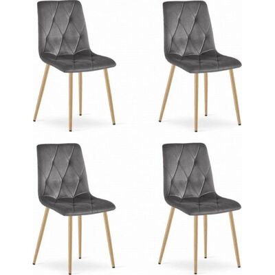 Viking Choice Fluwelen Stoel - 4 stuks - Roze - Houten Poten Viking Choice Fluwelen Stoel - 4 stuks - Roze - Houten Poten