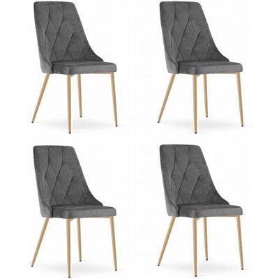 OSKAR Moderne Fluwelen Stoel - 4 stuks - Donkergrijs OSKAR Moderne Fluwelen Stoel - 4 stuks - Donkergrijs