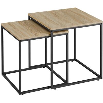 OSKAR - Sonoma 2-Piece Coffee Tables - Sonoma - Black legs - Publicité OSKAR - Sonoma 2-Piece Coffee Tables - Sonoma - Black legs - Publicité