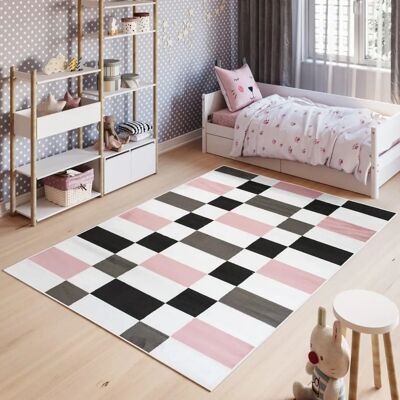 Tapiso - Pinky Geometric - Rosa/Blanco/Negro - 200x300 cm - Rug Tapiso - Pinky Geometric - Rosa/Blanco/Negro - 200x300 cm - Rug