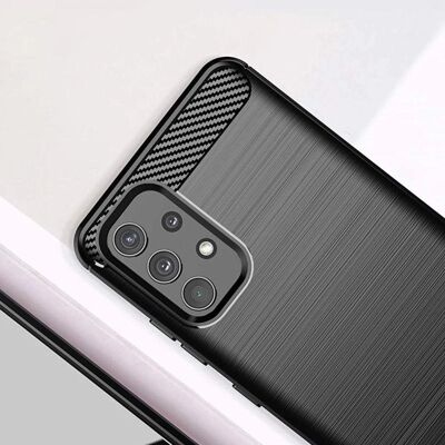 Coque en silicone et fibre de carbone pour Galaxy A32 5G - Publicité Coque en silicone et fibre de carbone pour Galaxy A32 5G - Publicité