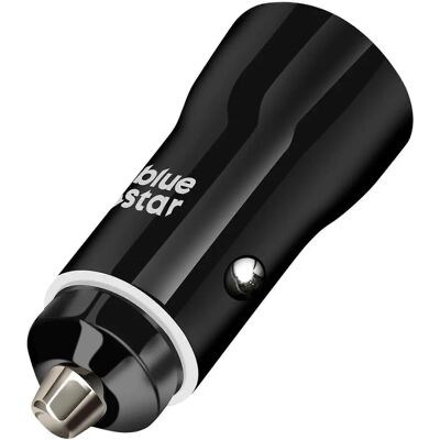 Chargeur de voiture Blue Star - USB-C 25W + USB 18W - Noir - Publicité Chargeur de voiture Blue Star - USB-C 25W + USB 18W - Noir - Publicité