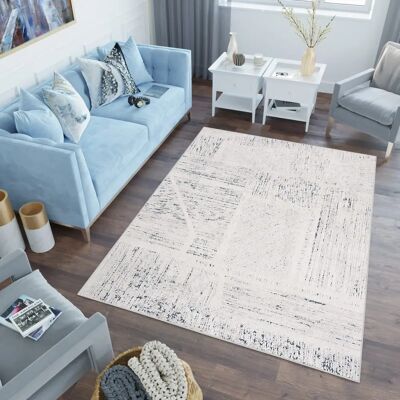 Tapiso - Tappeto soggiorno 3D - crema azul - 160x220 cm - Rug Tapiso - Tappeto soggiorno 3D - crema azul - 160x220 cm - Rug