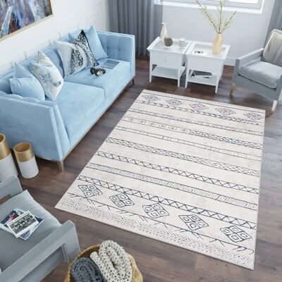 Tapiso - Tappeto soggiorno 160x220 3D - Cream-blue Aztec - Rug Tapiso - Tappeto soggiorno 160x220 3D - Cream-blue Aztec - Rug