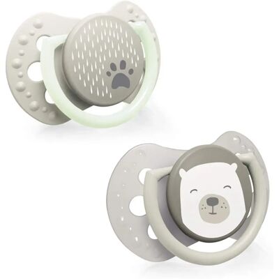 Suflec LOVI Buddy Bear Mini - Silicon, Simetric, cu Inel Luminat, 2 buc Suflec LOVI Buddy Bear Mini - Silicon, Simetric, cu Inel Luminat, 2 buc