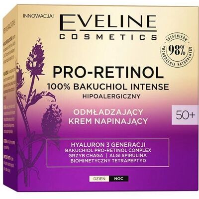 Crema giorno intensiva Eveline Cosmetics Pro-Retinol 100% Bakuchiol - Antirughe, Tonicità, 50+ 50ml Crema giorno intensiva Eveline Cosmetics Pro-Retinol 100% Bakuchiol - Antirughe, Tonicità, 50+ 50ml