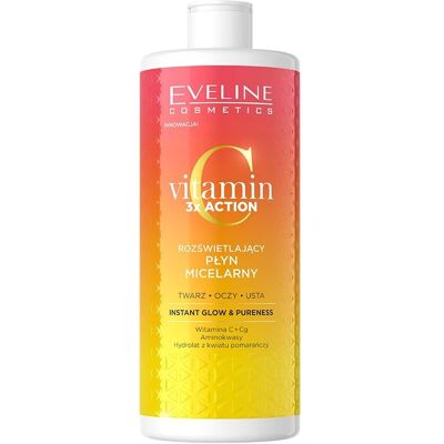 Eveline Cosmetics Vitamin C 3x Action Mizellenwasser für strahlende und hydratisierte Haut - 500 ml Eveline Cosmetics Vitamin C 3x Action Mizellenwasser für strahlende und hydratisierte Haut - 500 ml