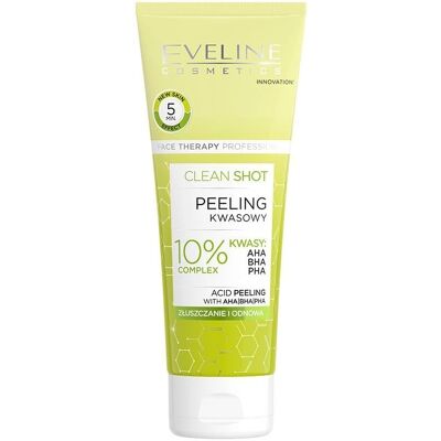 Eveline Cosmetics Clean Shot 10% Συνδυασμός AHA, BHA και PHA - Απαλό απολεπιστικό προσώπου Eveline Cosmetics Clean Shot 10% Συνδυασμός AHA, BHA και PHA - Απαλό απολεπιστικό προσώπου